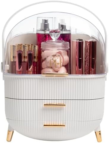 Paris Hilton Makeup Storage Organizer with Lid, Standard, White