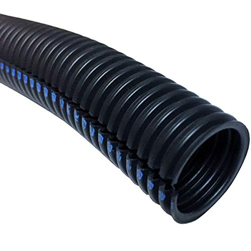 Electriduct 1" Flame Retardant Polypropylene Split Wire Loom Tubing Corrugated Conduit with Flammability Tracer - 50 Feet - Black