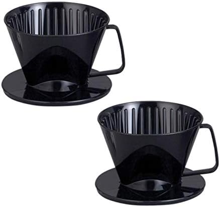 Fino Pour-Over Coffee Brewing Filter Cone, Number 1-Size, Black, Brews 1 to 2-Servings, Set of 2