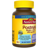 Nature Made Postnatal Multivitamin + DHA 200 mg, Postnatal Vitamins for Breastfeeding Moms & Babies, Vitamins & Nutrients Include Iron, Vitamin D3, Calcium, Iodine and More, 60 Softgels