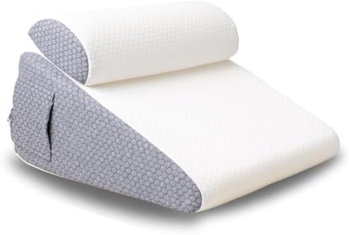 The Hiquo Wedge Pillow with Light Blocking Sleep Mask, Adjustable Orthopedic Bed Wedge Pillow Set