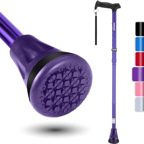 REHAND Walking Cane - Foldable, Adjustable, Collapsible Walking Canes for Men & Women, Heavy Duty All Terrain Tip, with Travel Bag | Walking Sticks for Seniors & Adults (Romance Purple)