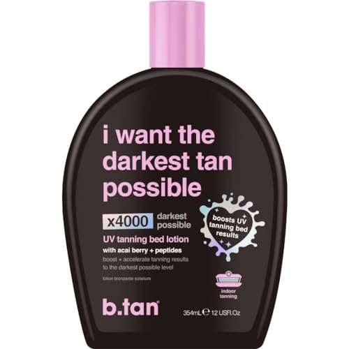 b.tan UV Tanning Bed Lotion | I Want The Darkest Tan Possible - x4000 Tan Intensifiers, Indoor & Outdoor Accelerator, Best Browning Body Tan Extender, No Sun Protection, 12 Fl Oz
