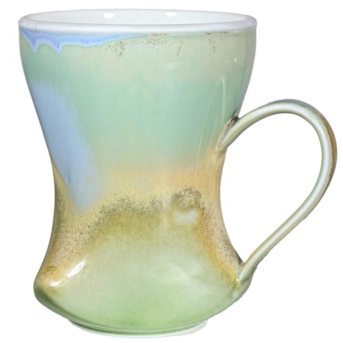 12Oz Reactive Glaze Ceramic Coffee Mug, So Cool Cup With Handle Suitable for Office and Home Drinking Coffee, Tea, Cocoa and Milk,Lead cadmium free, Dishwasher Microwave Safe (Blue green)
