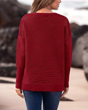 BTFBM Trendy Women Sweater Fall Long Sleeve Crew Neck Knit Sweater Y2k Sweater Christmas Sweater Pullover Tops(Solid Dark Red,Small)