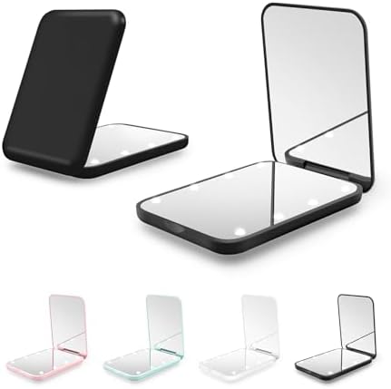 Compact Mirror, 1X/3X Magnification LED Pocket Mirror with Nternal BIattery, Pink Mini Mirror for Purse, Pocket,Travel and Present