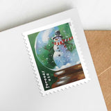 USPS Snow Globes (Booklet of 20) Forever Postage Stamps (A Snowman, Santa Claus Poised on a Chimney, a Majestic Deer, and a Christmas Tree) 2023 Scott #5816-5819