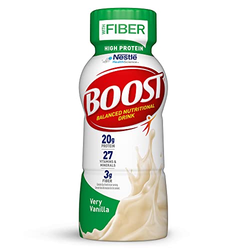BOOST High Protein with Fiber Ready to Drink Complete Nutritional Drink, Very Vanilla, 8 fl oz Bottle, 24 Pack