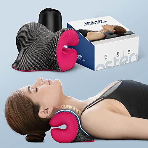 Osteo Neck Stretcher with Magnetic Therapy Cover, 2 Modes[Gentle/Strong] Pain Relief Cervical Traction Device, No Smell Neck and Shoulder Relaxer, Chiropractic Pillow for TMJ Headache Spine Alignment