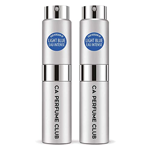 CA Perfume Impression of Dolce & Gab Light Blue Eau Intense For Men Replica Version Fragrance Dupes Concentrated Long Lasting Eau de Parfum Spray Refillable Atomizer Bottle 0.27 Fl Oz-X2