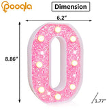 Pooqla LED Marquee Letter Lights, Light Up Pink Letters Glitter Alphabet Letter Sign Battery Powered for Night Light Birthday Party Wedding Girls Gifts Home Bar Christmas Decoration, Pink Letter O