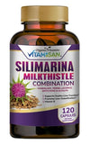 VITAMISAN Milk Thistle silimarina with Dandelion, Fennel. Licorice, Artichoke Alfalfa Detox & Cleansing Formula Support Liver Health 120 Capsules