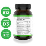 Vegan Omega 3 - Daily Multivitamin Contains Vitamin D, Vitamin B12, Algal Oil for Vegan EPA & DHA - Natural Vitamins, Minerals - 30 Day Supply - Vedge Nutrition Essential