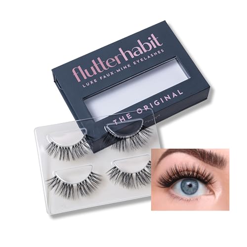FlutterHabit The Original Lashes, DIY Lash Extensions [Up to 10 Day Wear], Long & Neat Doll Eyed Cluster Lashes, Salon Quality Eyelashes Extensions, Natural Lashes, No Lash Glue Included