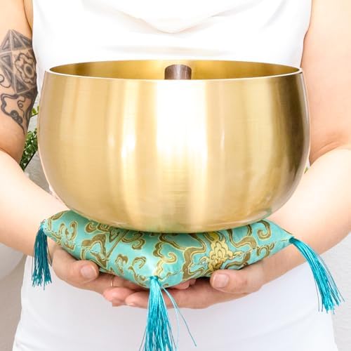 Tibetan Bell Bowl Set, Golden Master Bell Metal Grade, 8 Inches Pure Tone Sound Bowl - Tap For Long Tones & High Vibrations, No Singing Needed, Meditation Sound Chakra Yoga Healing, By Circle Up