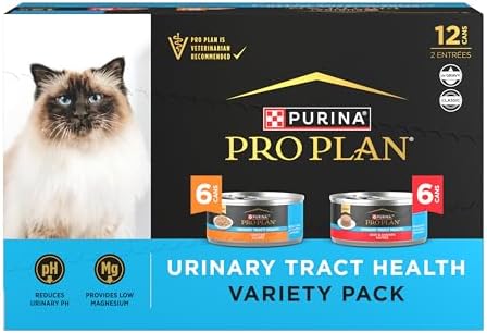 Purina Pro Plan Urinary Tract Wet Cat Food Variety Pack Urinary Tract Health Beef and Chicken Entrees - (Pack of 12) 5.5 oz. Cans