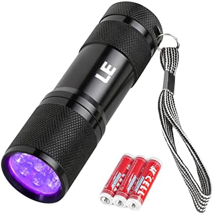 Lighting EVER Black Light Flashlight, Small UV Lights 395nm, Portable Ultraviolet Light Detector for Invisible Ink Pens, Dog Cat Pet Urine Stain, AAA Batteries Included