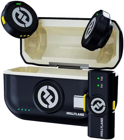 Hollyland Lark M2 Wireless Lavalier Microphone for iPhone 15/15 pro/15pro max/Android, Hi-Fi Audio, Mini Mic, 300m Los Range, Noise Cancellation, 30H Duration for Vlog Youtuber-Black