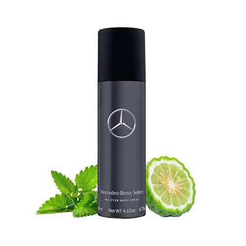 Mercedes-Benz Select All Over Body Spray - Woody Amber Fragrance for Men with Bergamot and Musk - All Day Freshness - Ideal Gift for Men - 6.7 oz