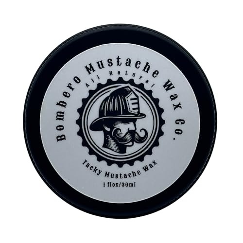 Mustache Wax Tacky hold - Bombero Mustache Wax Co. - Tacky Application, medium/strong hold, restyleable - Most Advanced All Natural Formula Holds up to Hard Work and Exercise - 1OZ tin (Mint)