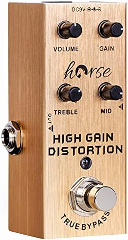 Distortion Guitar Pedal, Horse Electric Guitar Effects Pedals Mini Single Type DC 9V True Bypass (Gold)