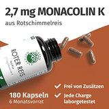 GREEN NATURALS Red Rice | 180 Vegan Capsules | High Dose: 2.7 mg Monakolin K per Capsule | Supply for 6 Months | Made in Germany