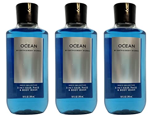 Lot of 3 Bath and Body Works Ocean Signature Collection 2 in 1 Hair Shampoo Body Wash for Men 10 Fl Oz