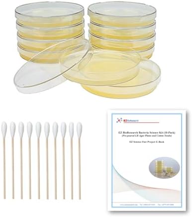 Bacteria Science Kit (IV): Top Science Fair Project Kit. Prepoured LB-Agar Plates And Cotton Swabs. Exclusive Free Science Fair Project E-Book Packed With Award Winning Experiments (IV)