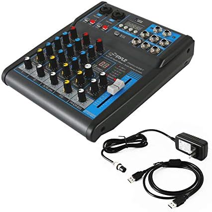 Pyle Professional Audio Mixer Sound Board Console System - Interface 4 Channel Digital USB Bluetooth MP3 Computer Input 48V Phantom Power Stereo DJ Studio Streaming FX 16-Bit DSP processor - PMXU43BT