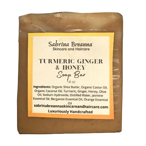 Turmeric Ginger and Honey Soap Bar, Helps Brighten/Fade Dark Marks, Natural and Handmade, for Body and Face, Help Reduce Acne,