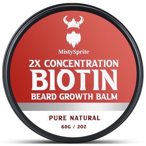 2X Concentration Biotin Beard Balm for Men & Conditioning Beard Wax - Made with Castor Oil Natural and Organic Ingredients - Hydrates & Thickens Facial Hair Growth- 2 Ounce Tin (Vanilla)