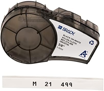 Brady Authentic (M21-375-499) Multi-Purpose Nylon Label for General ID, Wire Marking, and Lab Labeling, Black on White- For M210, M210-LAB, M211, BMP21-PLUS and BMP21-LAB Printers, .375" W, 16' L