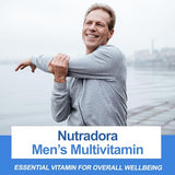 Nutradora Multivitamin for Men - Daily Mens Multivitamins & Multiminerals Supplement for Energy, Focus & Performance, Mens Multi Vitamins A, C, D, E & B12, Zinc, Calcium, Magnesium & More, Pack of 1