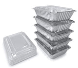 Aluminum Containers with Lids - 55 count - 2.25LB (8.5"x6") - Disposable Foil Containers for Takeout, Baking, Freezing, Food Storage - Aluminum Pans with Lids, To Go Containers With Lids