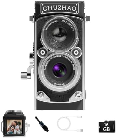 Digital Vintage Mini Camera, 1080P FHD Video, 12MP Autofocus, Point and Shoot Digital Camera with 16GB Card, Compact Small Vlogging Camera for Beginners Teens Adults Kids