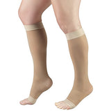 Truform Sheer Compression Stockings, 15-20 mmHg, Women's Knee High Length, Open Toe, 20 Denier, Medium