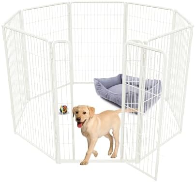 FXW Homeplus Indoor Dog Playpen - Stress-Free and Safe Play, 45 Inch 8 Panels for Puppy and Small Dogs, White│Patented