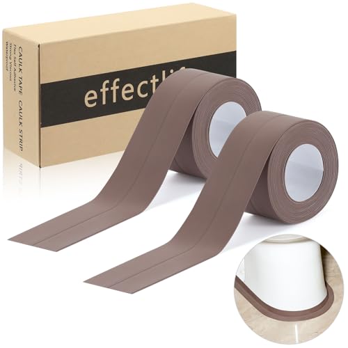 Brown Caulk Tape Waterproof Self Adhesive - 2 Roll Toilet Caulk Sealant Tape - Bathtub Caulk Sealing Strip Tape - Bathroom Caulking Tape Shower Caulk