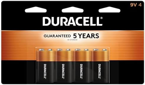 Duracell Coppertop 9V Battery, 4 Count Pack, 9-Volt Battery with Long-lasting Power, All-Purpose Alkaline 9V Battery for Household and Office Devices
