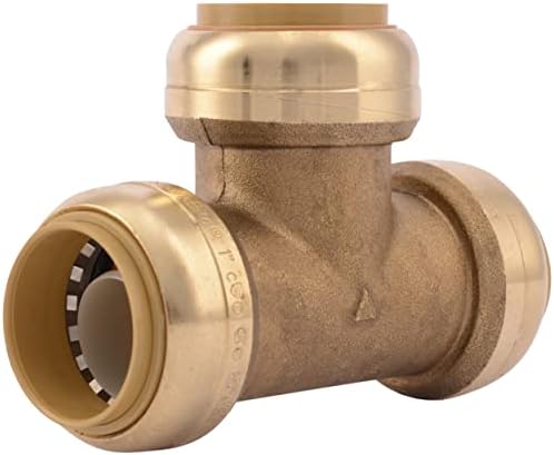 SharkBite 1 Inch Tee, Push to Connect Brass Plumbing Fitting, PEX Pipe, Copper, CPVC, PE-RT, HDPE, U374LFA