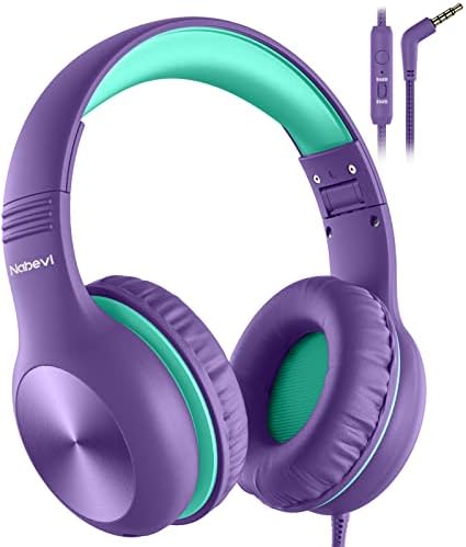 Headphones for Kids for School, Kids Headphones with Microphone, Sharing Function, 85dB/94dB Safe Volume Limit, HD Sound, Over Ear Kids Headphones for School, On-line Study, Travel, Purple