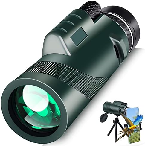 80X100 Monocular Telescope, Monoculars for Adults High Powered, High Power HD Compact Monocular BAK-4 Prism and FMC Lens, Stargazing Hunting, Wildlife Bird Watching, Travel Camping, Hiking (Green)