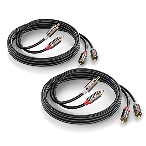 RCA Cables 2 Pack[Hi-Fi Sound, PVC Jacket, Shielded], 2-Male to 2-Male RCA Audio Stereo Subwoofer Cable Auxiliary Cord for Home Theater,Amplifiers,HDTV,Hi-Fi Systems,Speakers… (10Ft/3m)