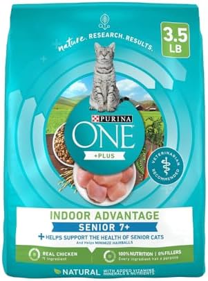 Purina ONE High Protein, Natural Senior Dry Cat Food, Indoor Advantage Senior (3.5 lb (Pack of 1))