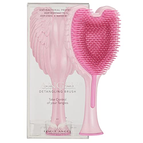 Detangling Hair Brush - Anti Static Angel Wing Hair Brush with Soft & Flexible Bristle for Straight & Wavy Hair - Tangle Angel Hair Detangler Brushes for Blow Drying & Shower - Gloss Pink