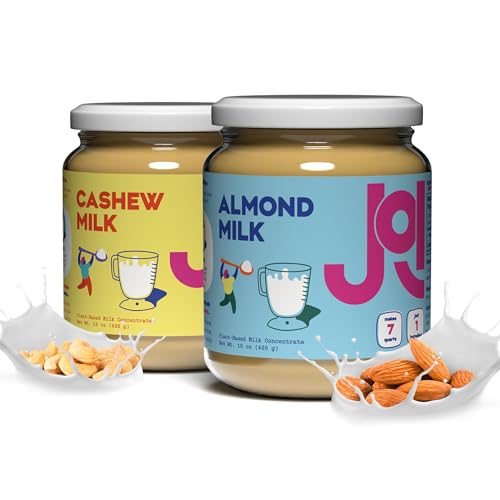 Cashew & Almond Milk Unsweetened Plain Concentrate by JOI - 2-Pack x 27 Servings - Vegan, Kosher, Shelf Stable, Keto-Friendly, Dairy Free, & Fat Free Milk - Almond Milk Powder Substitute, Coffee & Plant Milk Creamer