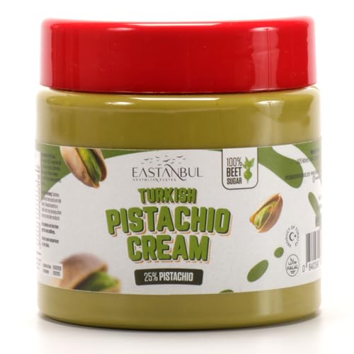 Eastanbul Pistachio Cream, 7.8oz, Pistachio Butter, Turkish Cream Spread for Dubai Chocolate Bar Kit, Perfect Paste for Dubai Chocolate Bar, Luxurious Spread in Breakfasts, Desserts & Treats