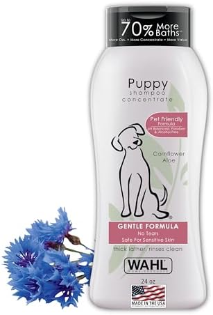 Wahl USA Gentle Puppy Shampoo for Pets – Cornflower & Aloe for Grooming Dirty Dogs - 24 Oz - Model 820002A