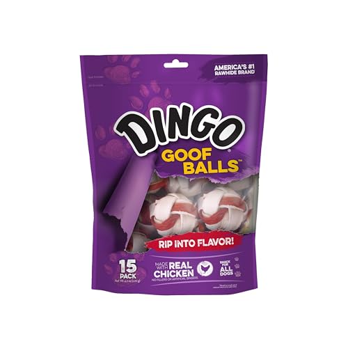 DINGO Goofballs Chicken & Rawhide Chews For Dogs, 15 Count 120g