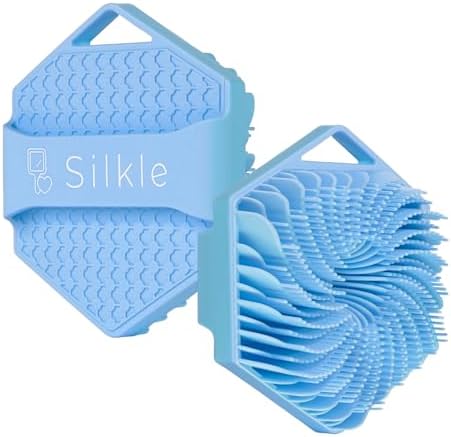 Silicone Body Scrubber - Exfoliating Bath Brush and Skin Cleanser - Shower Sponge for Gentle Body Scrub and Wash - Silicone Scrubbing Care Tool for a Refreshed and Renewed You - Blue